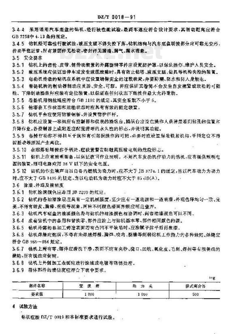 DZ/T 0018-1991 汽车装地质钻机技术条件