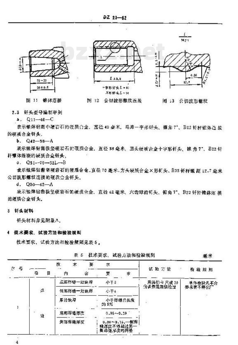 DZ 21-1982 硬质合金钎头