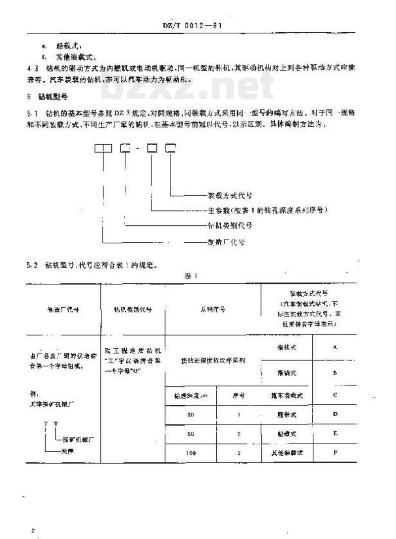 DZ/T 0012-1991 工程地质钻机