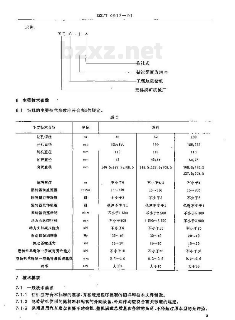 DZ/T 0012-1991 工程地质钻机