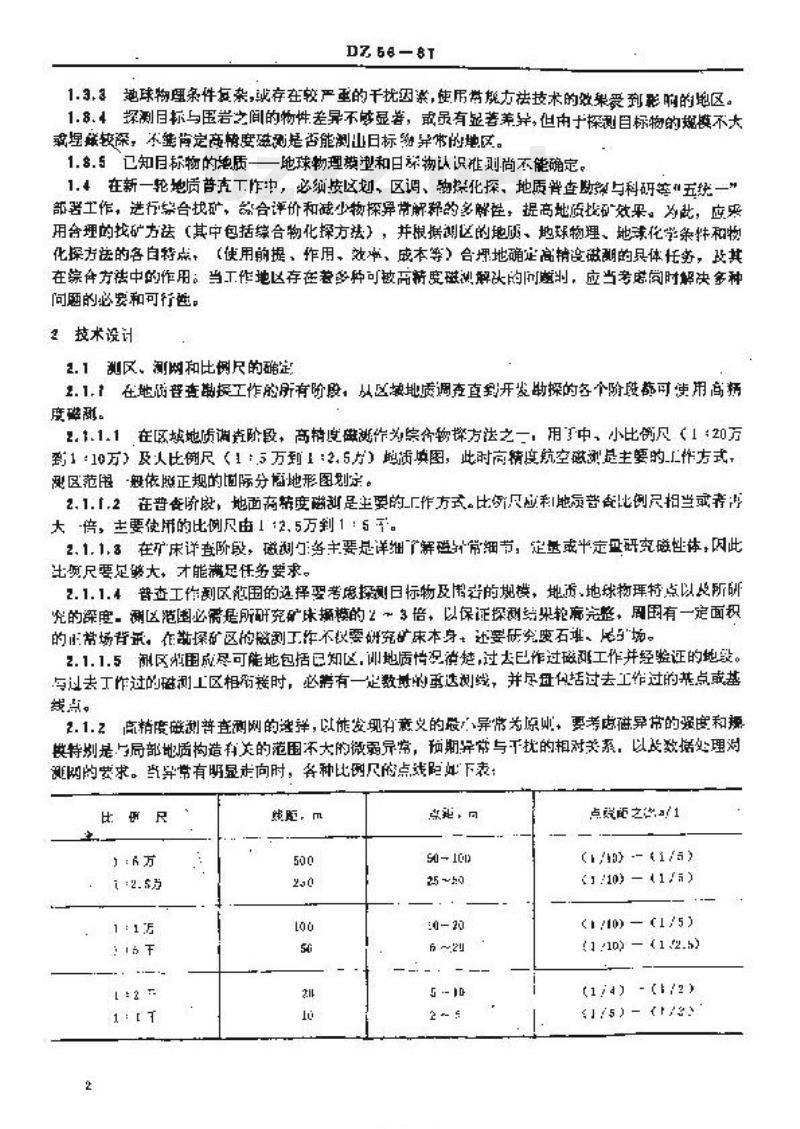 DZ 56-1987 地面高精度磁测技术规定