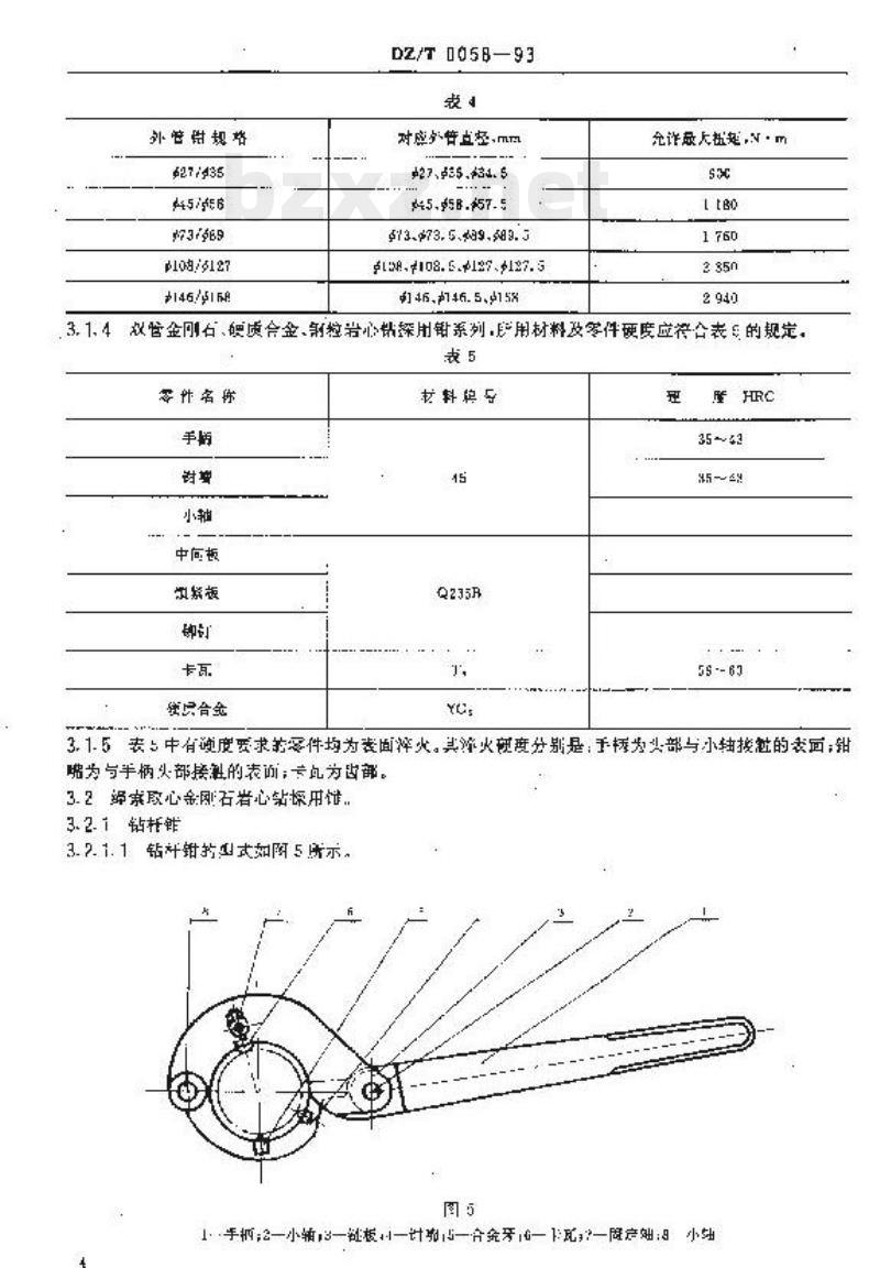 DZ/T 0058-1993 地质岩心钻探用钳