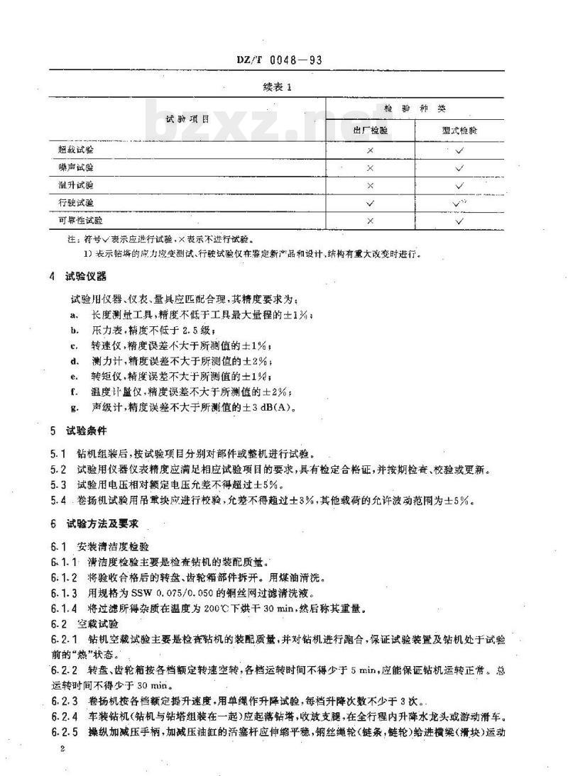 DZ/T 0048-1993 水文水井钻机试验方法