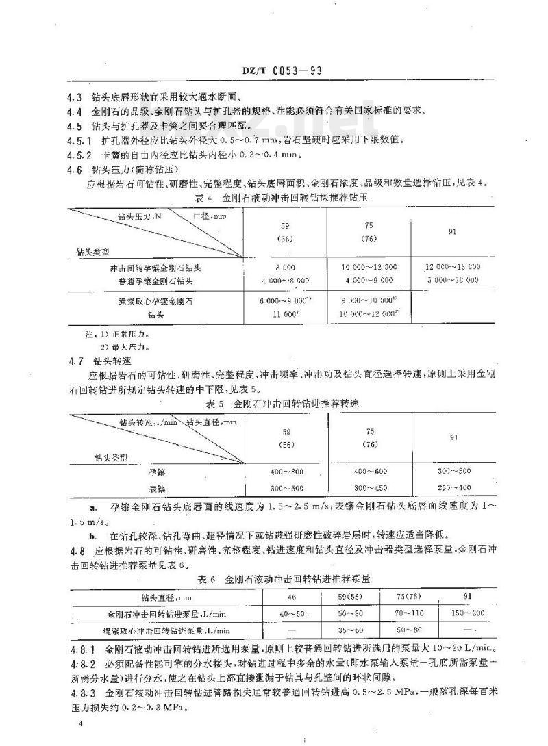 DZ/T 0053-1993 液动冲击回转钻探技术规程