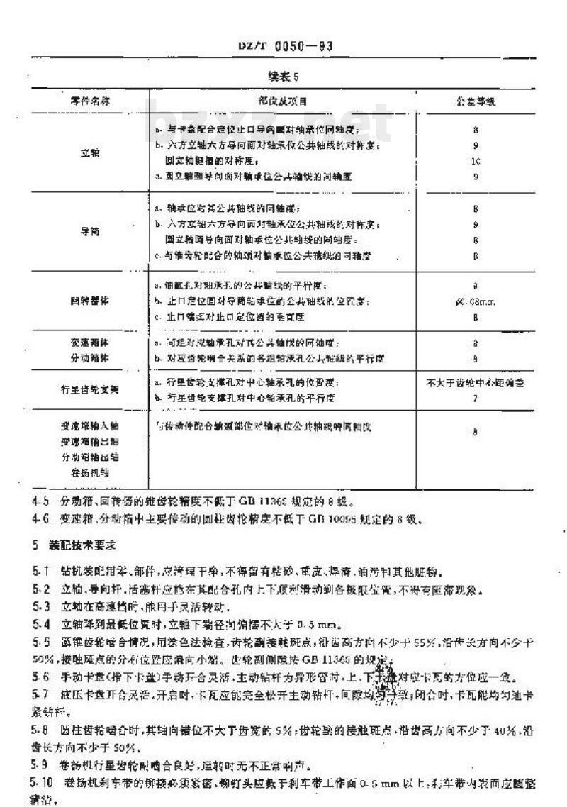 DZ/T 0050-1993 立轴式地质岩心钻机技术条件