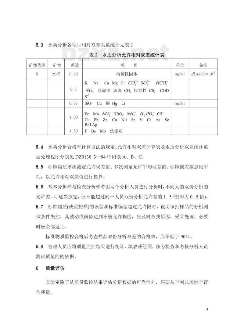 DZ 01304-1994 水质分析质量要求和检查办法
