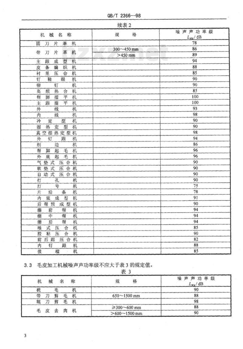 QB/T 2366-1998 皮革机械噪声声功率级限值