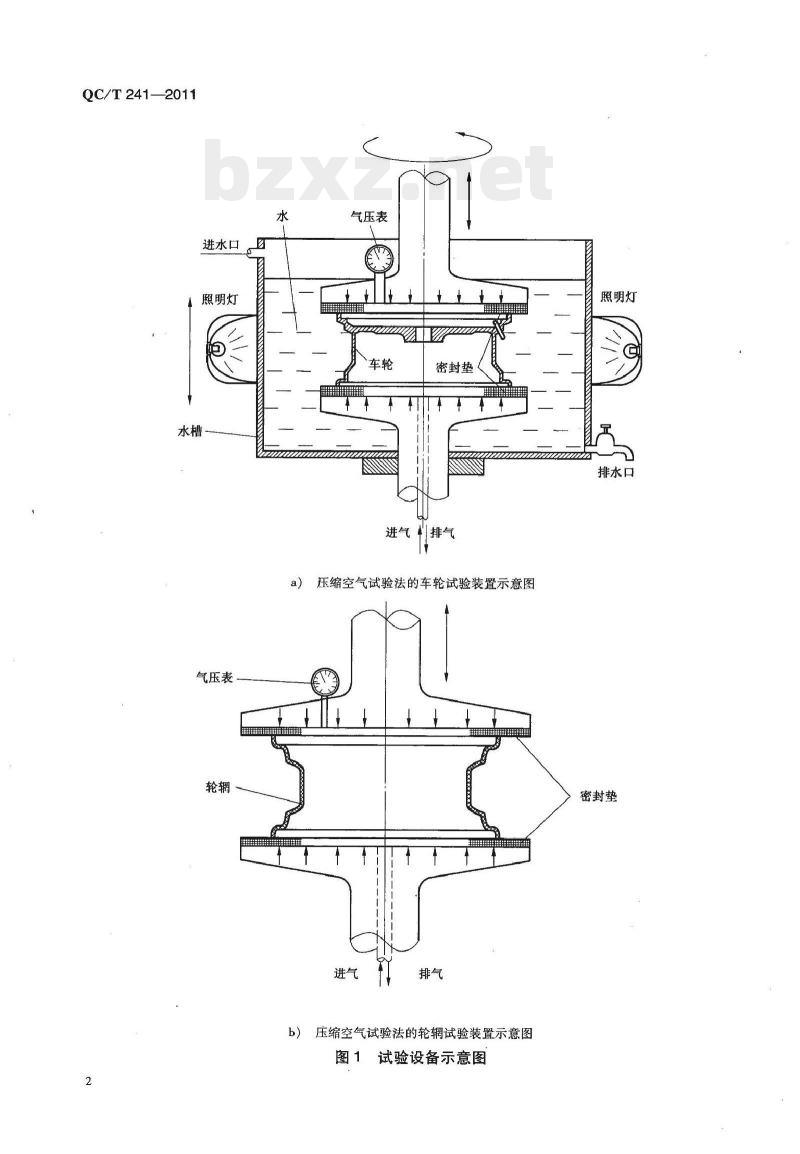 QC/T 241-2011 汽车无内胎车轮密封性试验方法