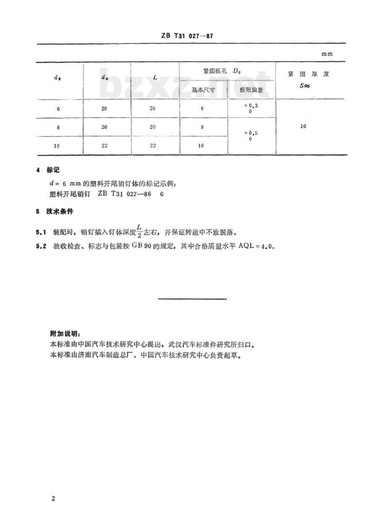 QC/T 350-1999 塑料开尾销钉