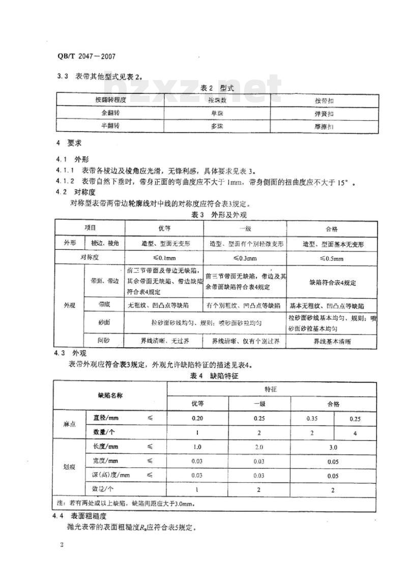 QB/T 2047-2007 金属表带