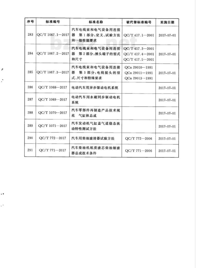 QC/T 772-2017 汽车用柴油滤清器试验方法