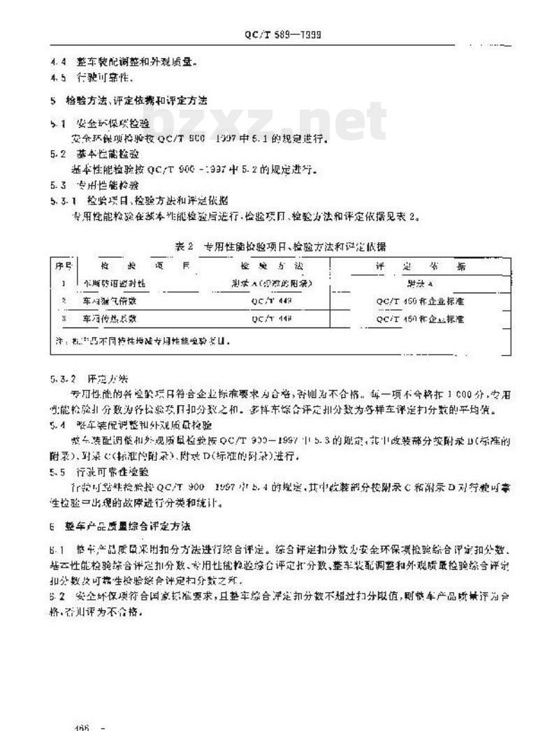 QC/T 589-1999 厢式汽车产品质量检验评定方法