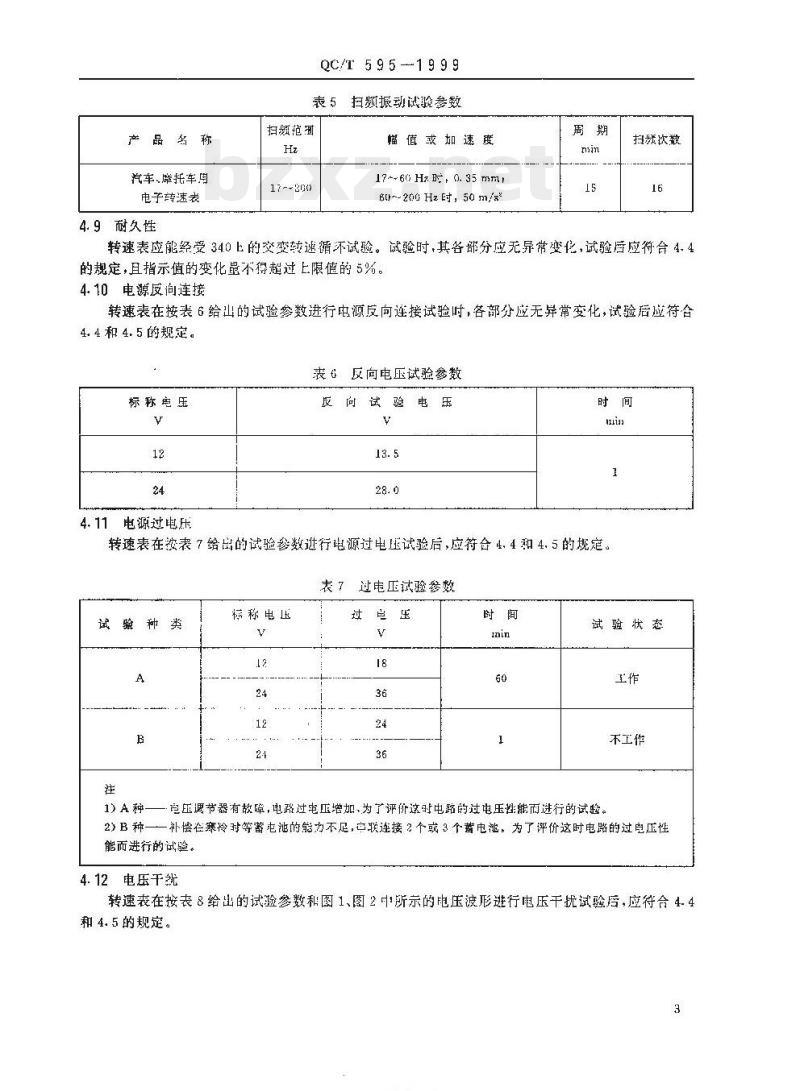 QC/T 595-1999 汽车、摩托车用电子转速表