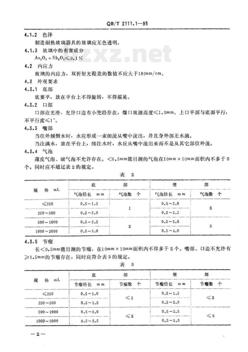 QB/T 2111.1、2111.2-95 QB 2112-1995 硼硅酸盐玻璃制品