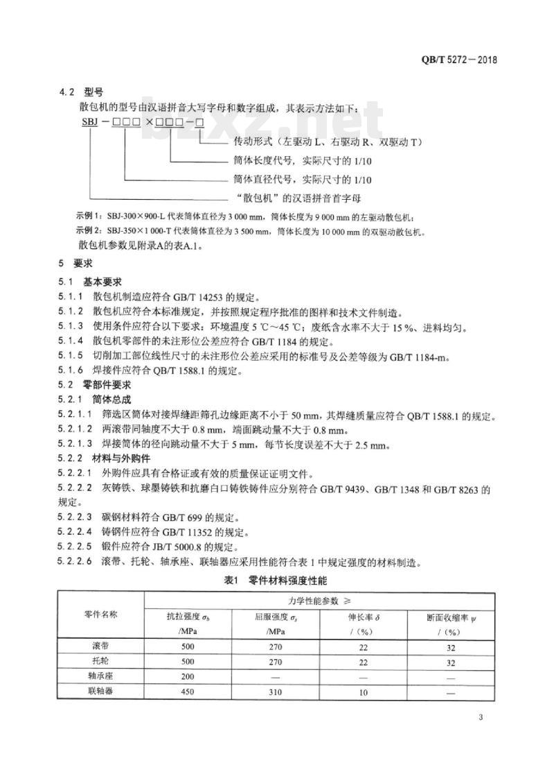 QB/T 5272-2018 干式散包除渣机