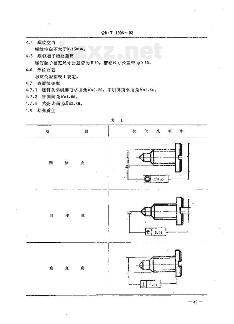 QB/T 1906-1993 手表螺钉