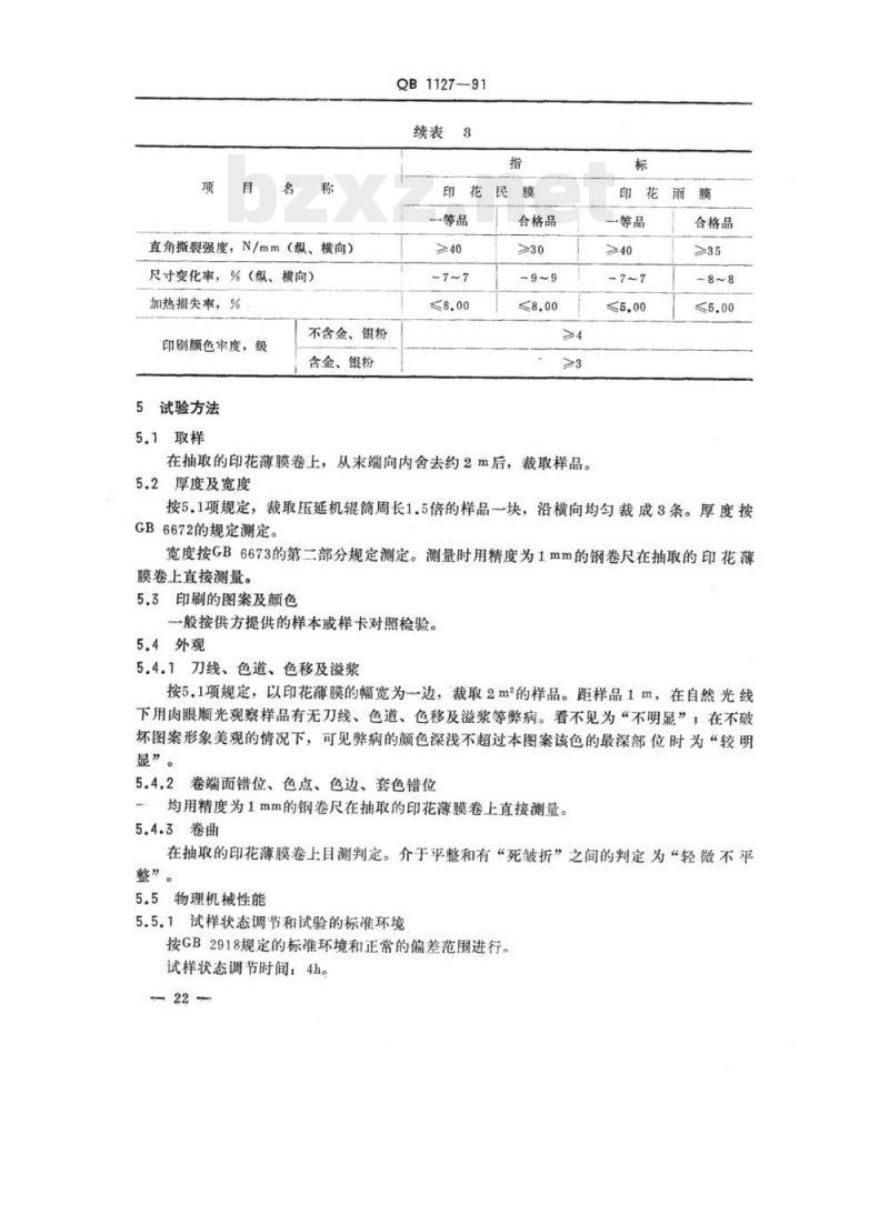 QB 1127-1991 软聚氯乙烯印花薄膜