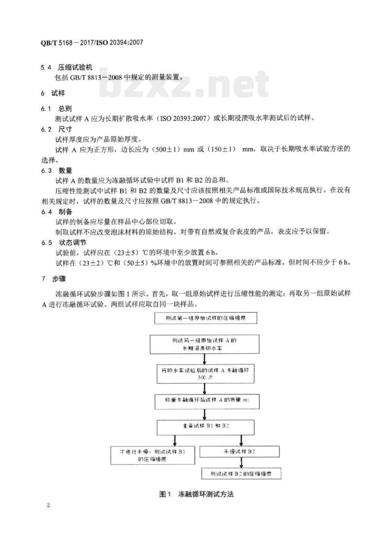 QB/T 5168—2017/ ISO 20394:2007 硬质泡沫塑料冻融循环试验方法
