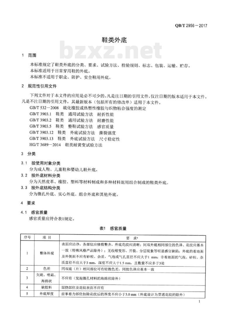 QB/T 2956—2017 鞋类外底