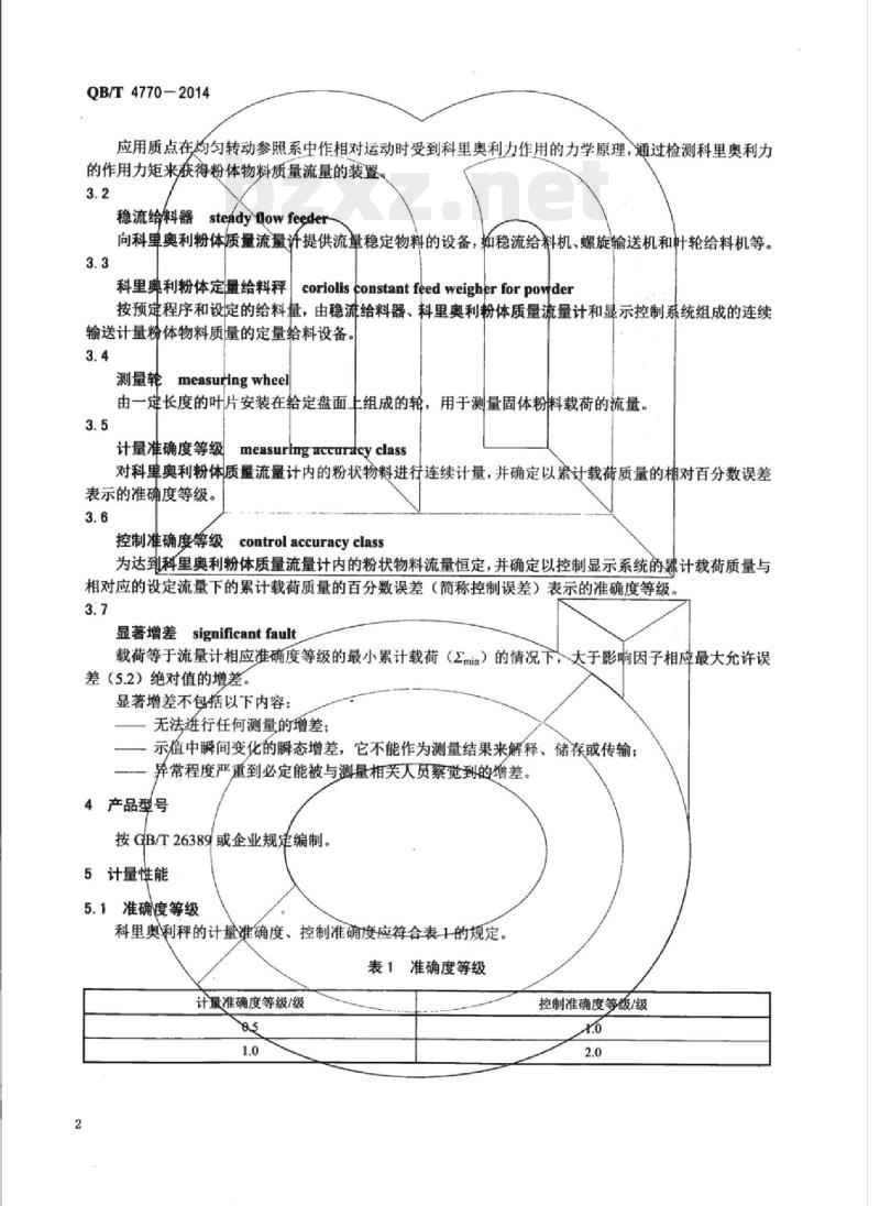 QB/T 4770-2014 科里奥利粉体定量给料秤