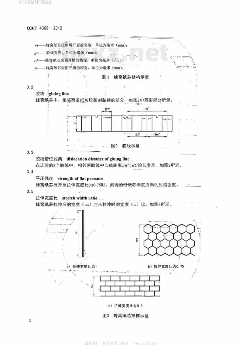 QB/T 4369 – 2012 家具(板材)用蜂窝纸芯