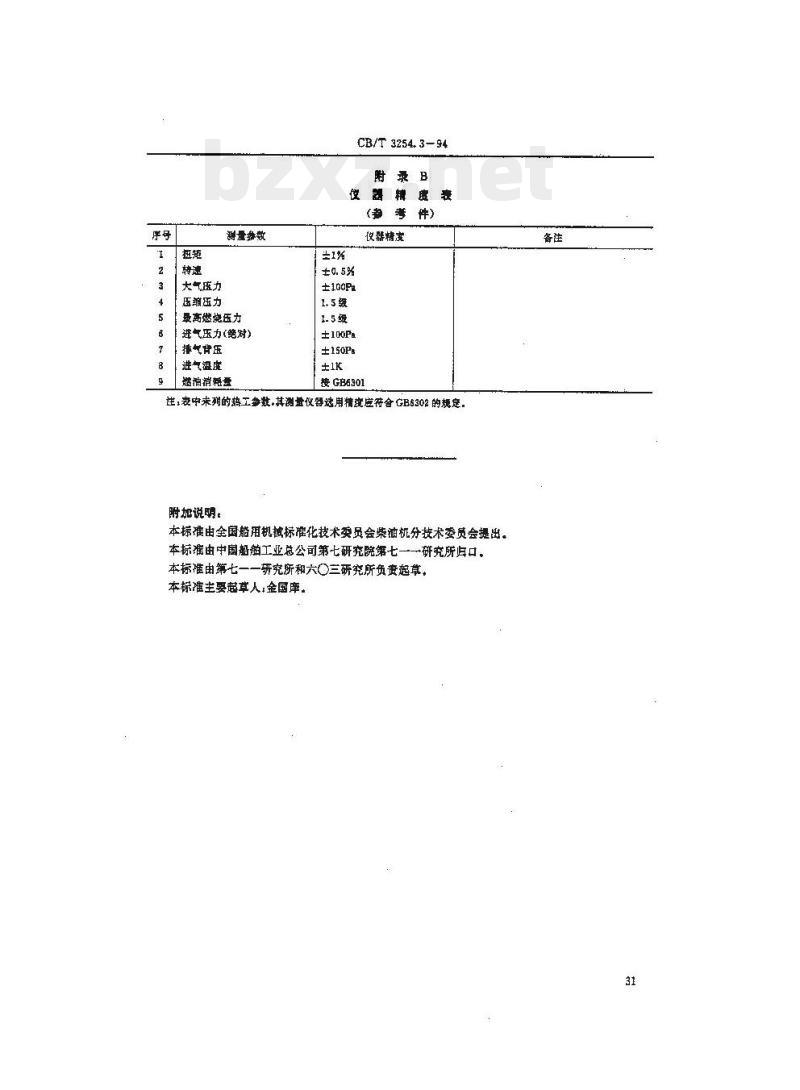 CB/T 3254.3-94 船用柴油机台架试验试验测量