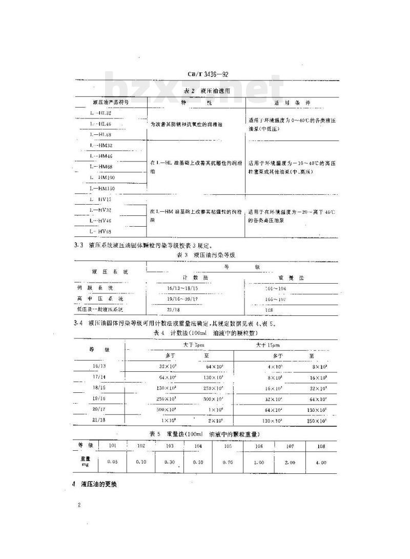 CB/T 3436-92 船舶液压系统液压油更换技术要求