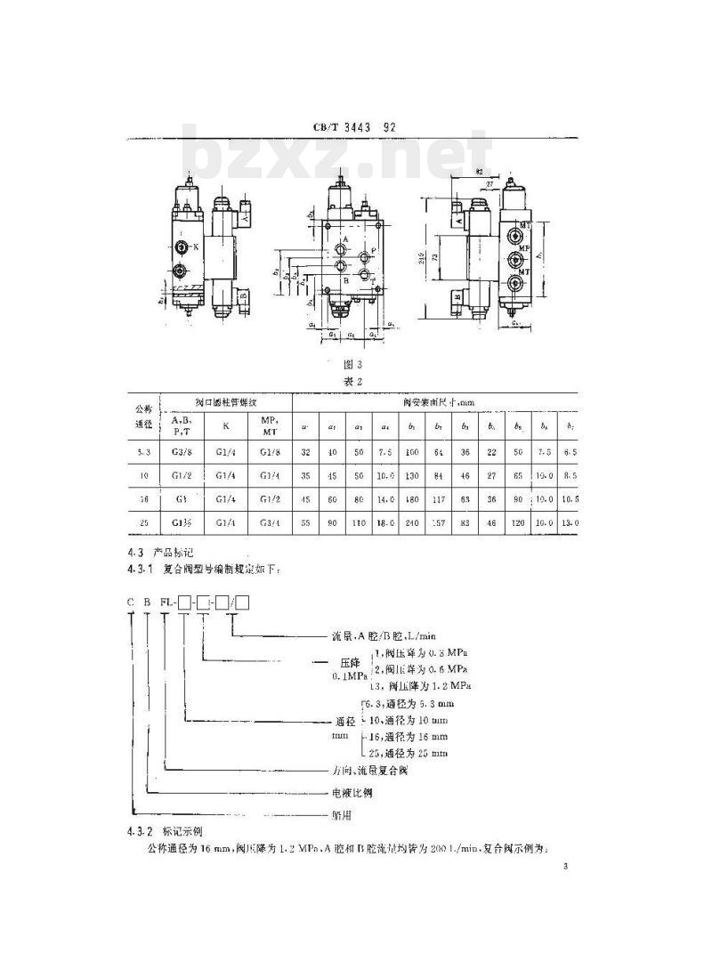 CB/T 3443-92 船用电液比例流量方向复合阀