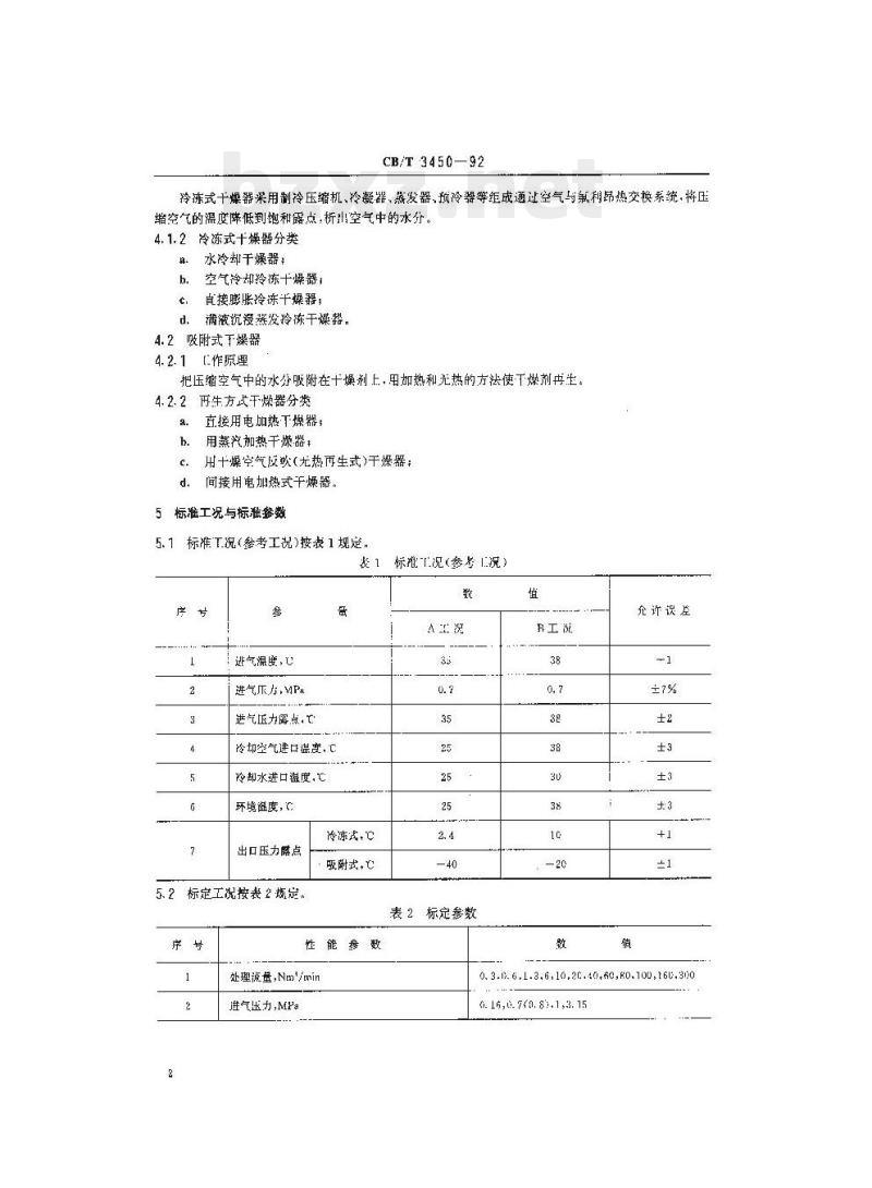 CB/T 3450-92 船用压缩空气干燥器技术条件