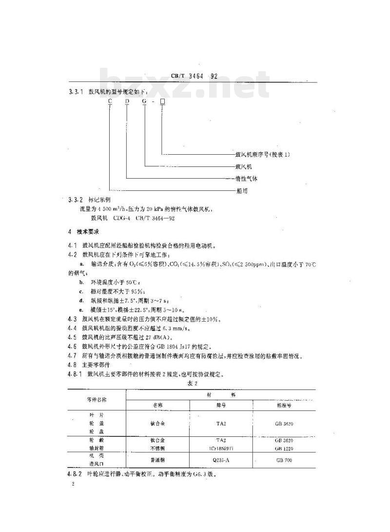 CB/T 3464-92 船用惰性气体鼓风机