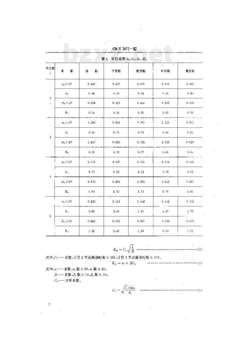 CB/T 3472-92 船舶总体自由振动计算方法