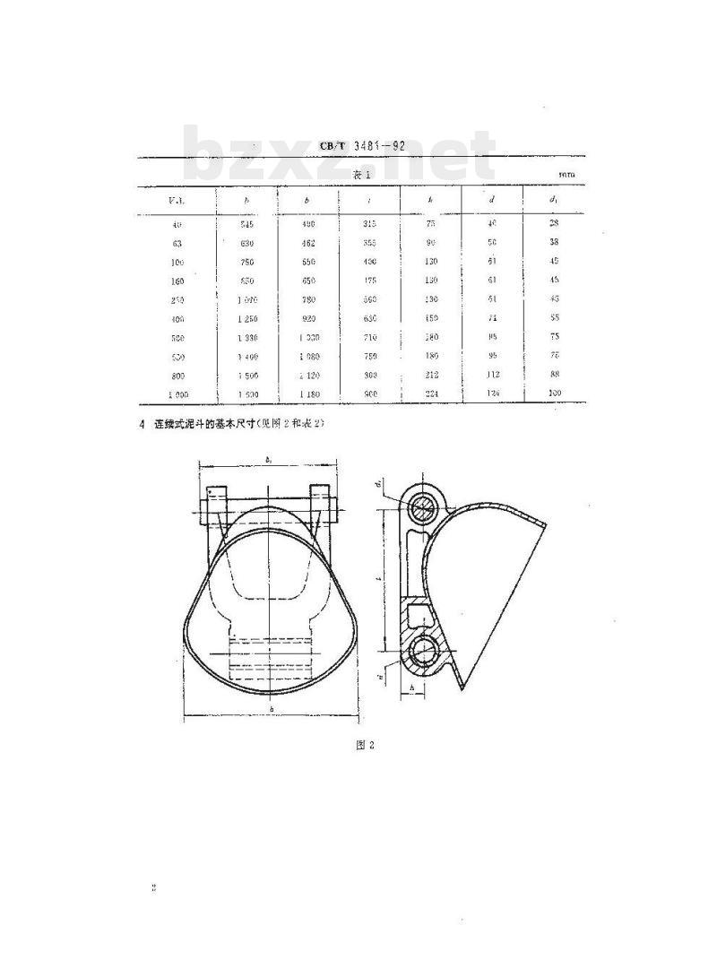 CB/T 3481-92 链斗挖泥船泥斗系列参数