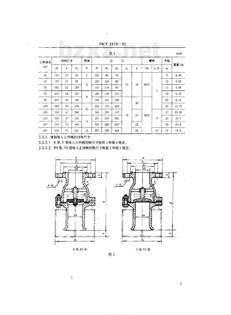 CB/T 3478-92 法兰吸人止回阀