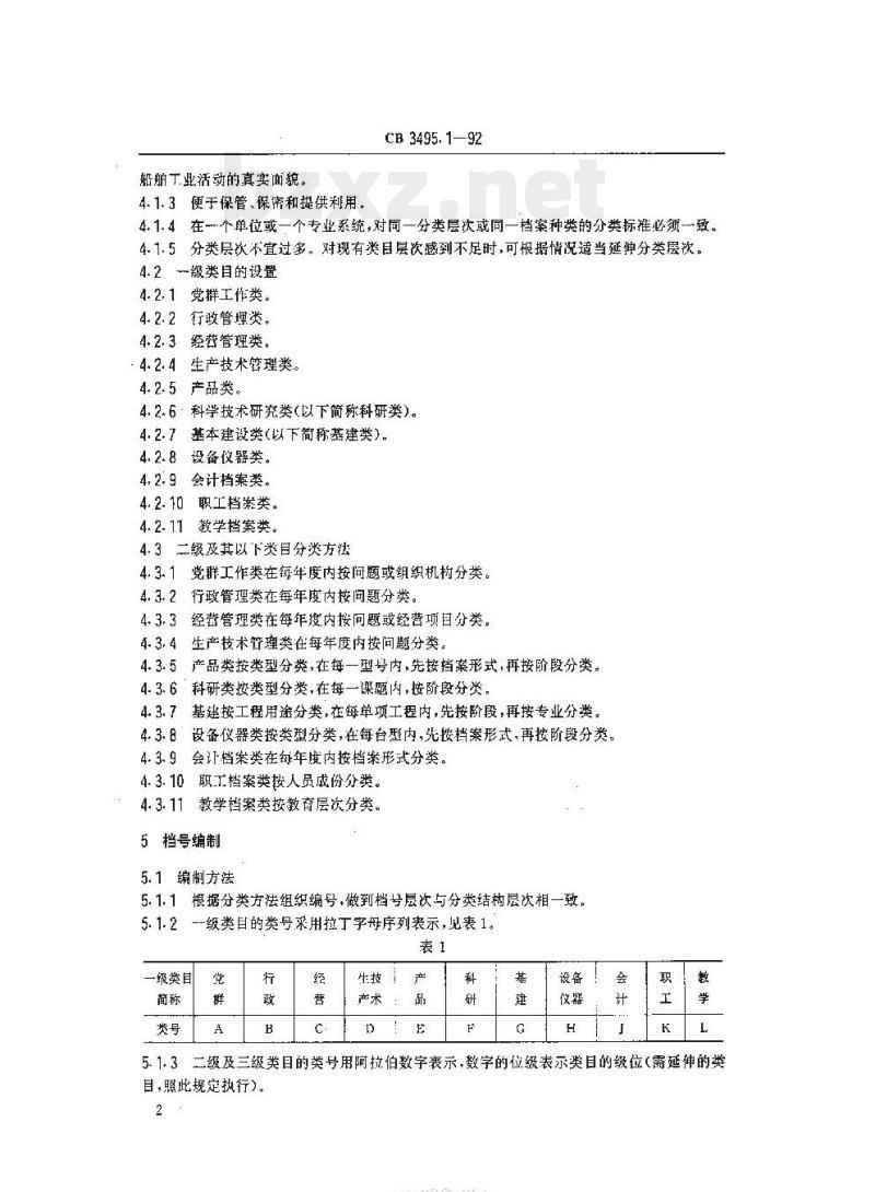 CB 3495.1-92 船舶工业档案管理规则分类大纲及编号