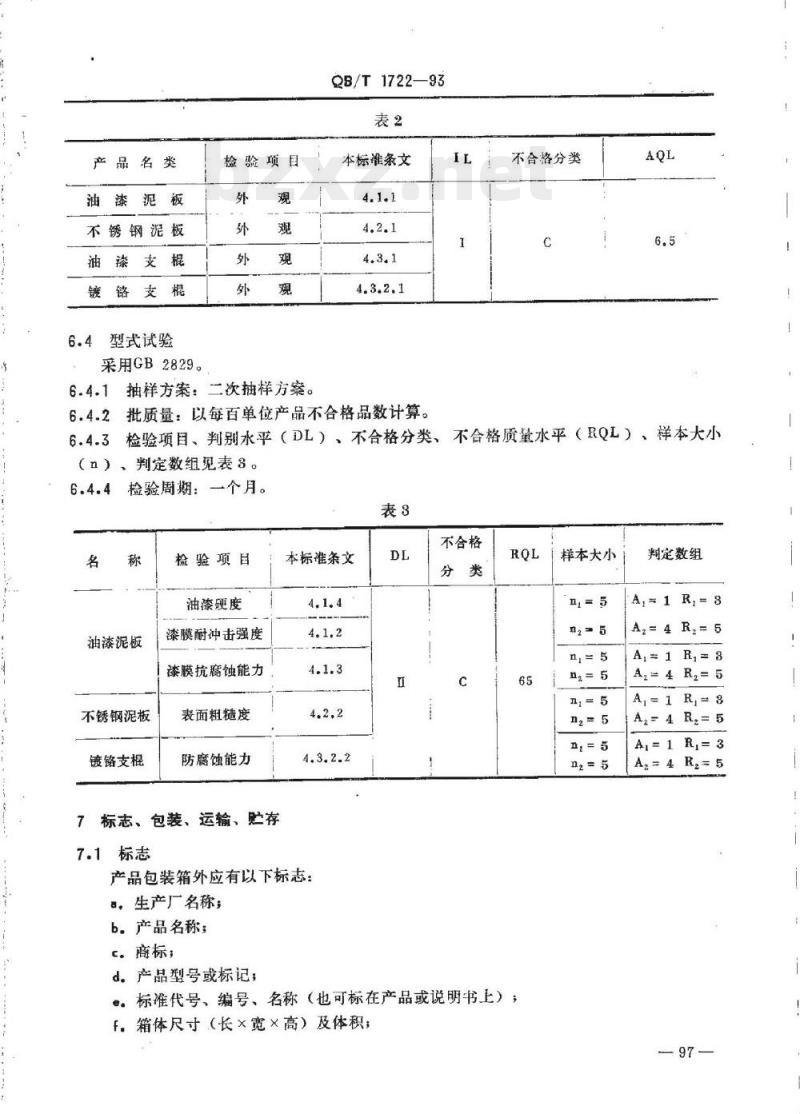 QB/T 1722—1993 自行车泥板