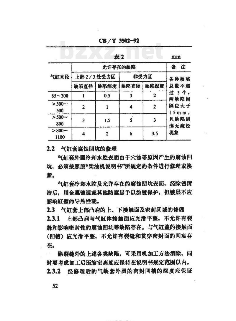 CB/T 3502-92 船用柴油机气缸套修理技术要求