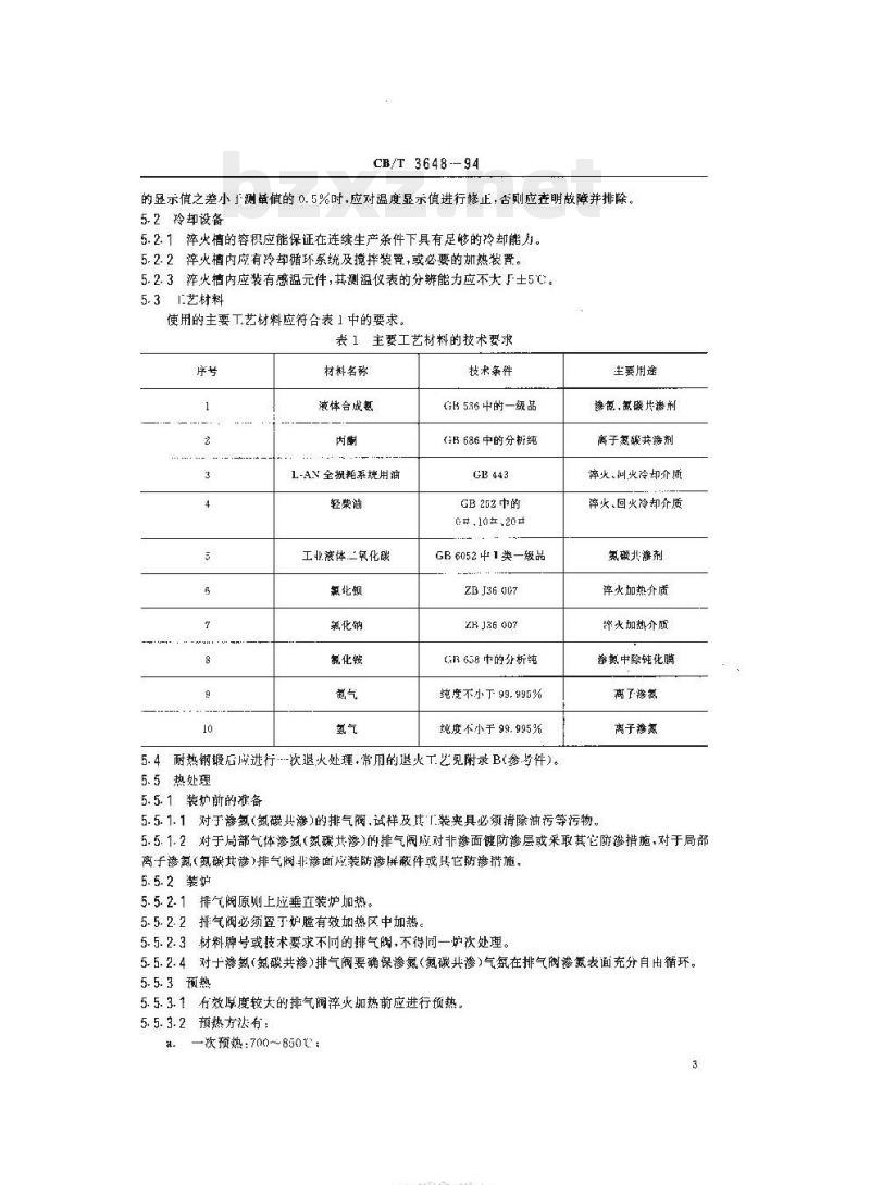CB/T 3648-94 船用柴油机排气阀热处理技术条件