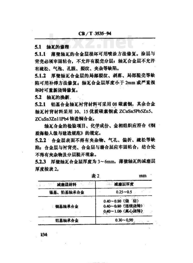 CB/T 3535-94 船用柴油机主轴瓦、连杆轴瓦付理技术要求