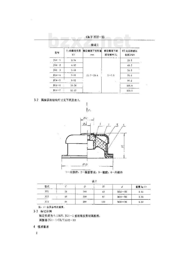 CB/T 3532-93 橡胶剪切隔振器