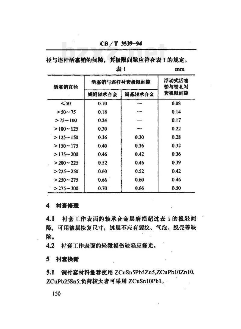 CB/T 3539-94 船用柴油机连杆衬及活羞销孔衬F仿理技术要求