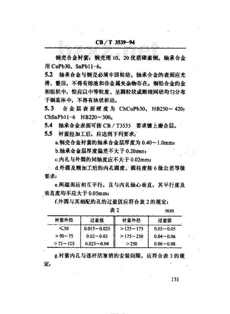 CB/T 3539-94 船用柴油机连杆衬及活羞销孔衬F仿理技术要求