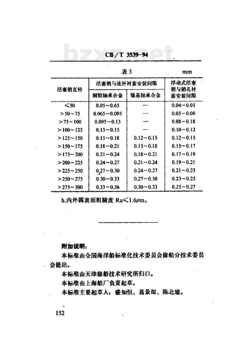 CB/T 3539-94 船用柴油机连杆衬及活羞销孔衬F仿理技术要求