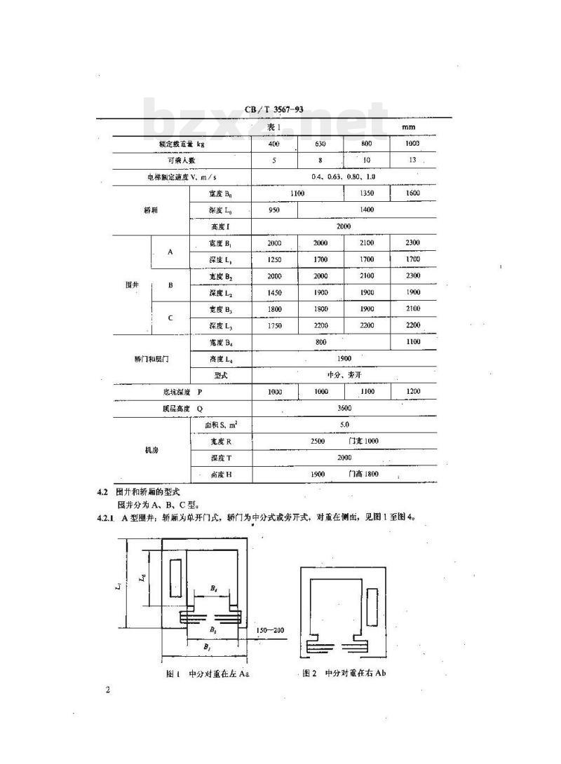 CB/T 3567-93 船用乘客电梯