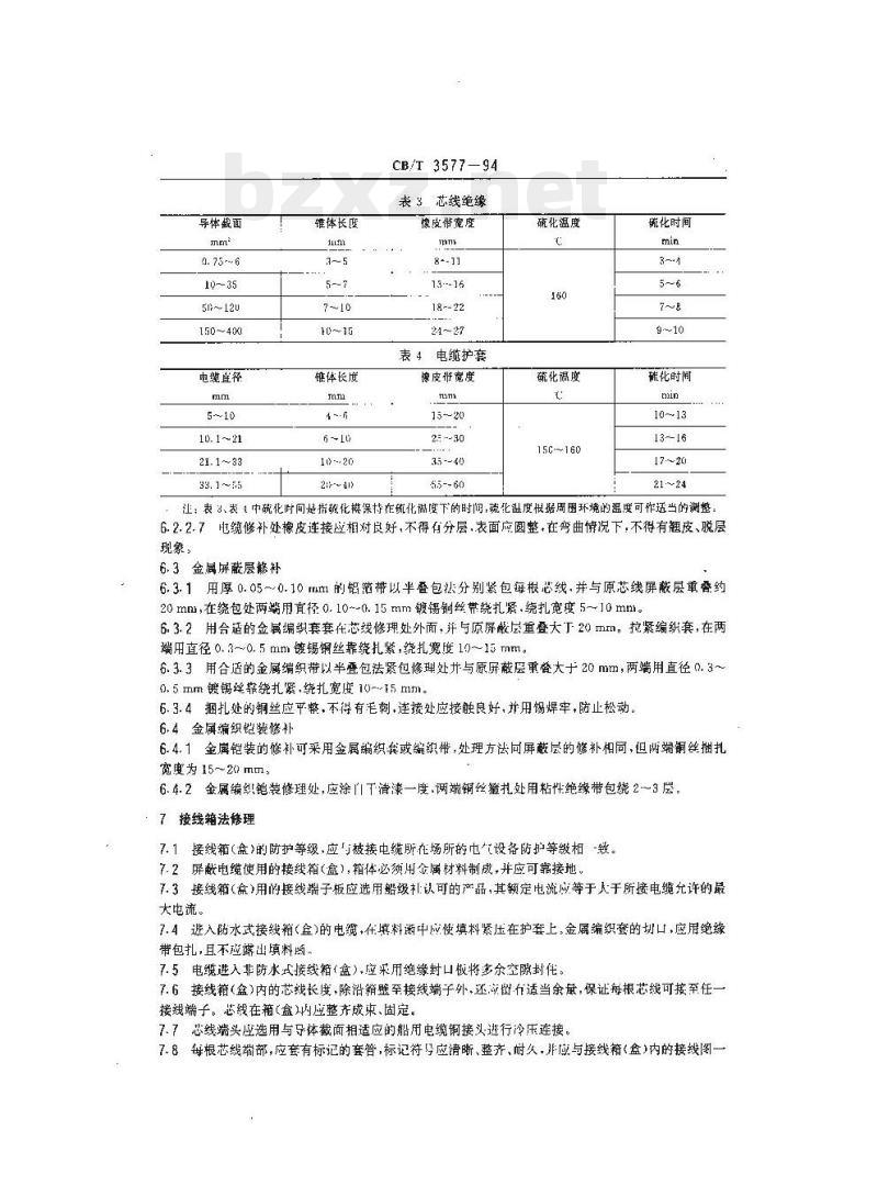 CB/T 3577-94 船舶电缆修理技术要求