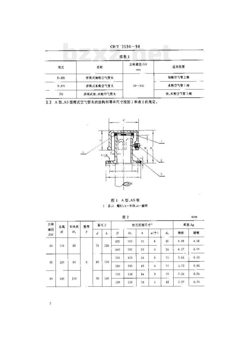 CB/T 3594-94 船用空气管头