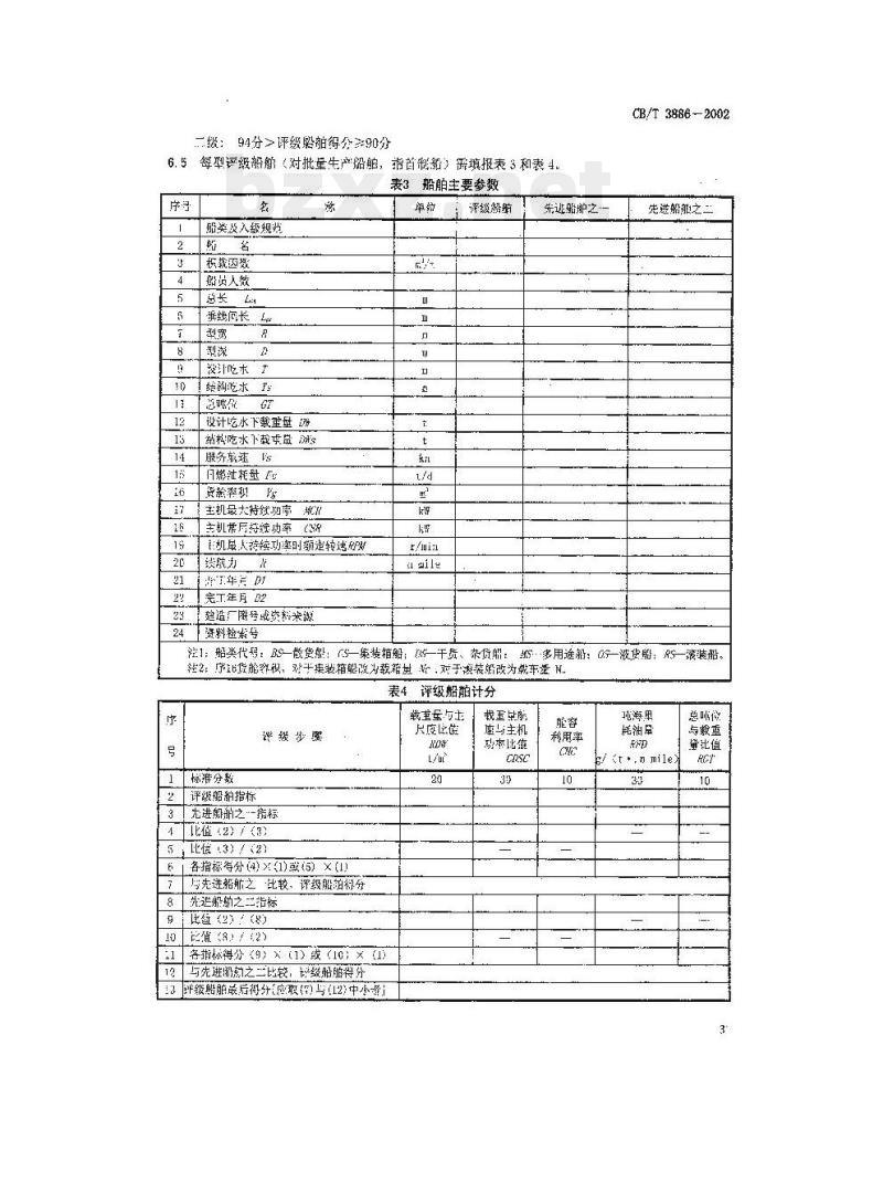 CB/T 3886-2002 海洋运输船主要性能水平评级
