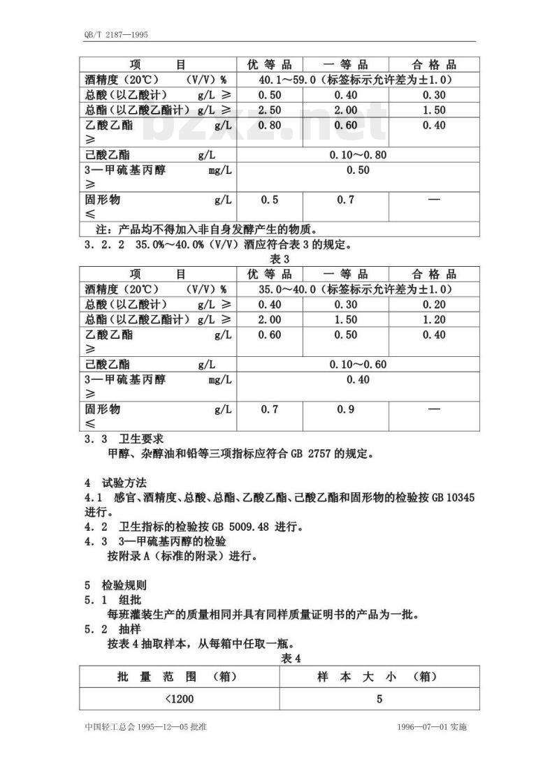 QB/T 2187—1995 芝麻香型白 酒
