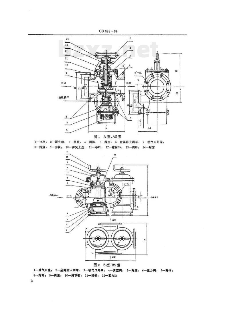 CB 692-94 油舱呼吸阀