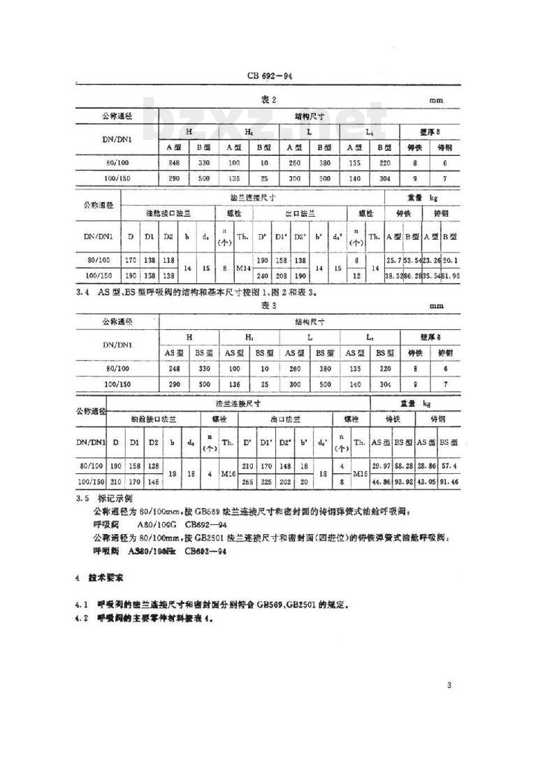 CB 692-94 油舱呼吸阀