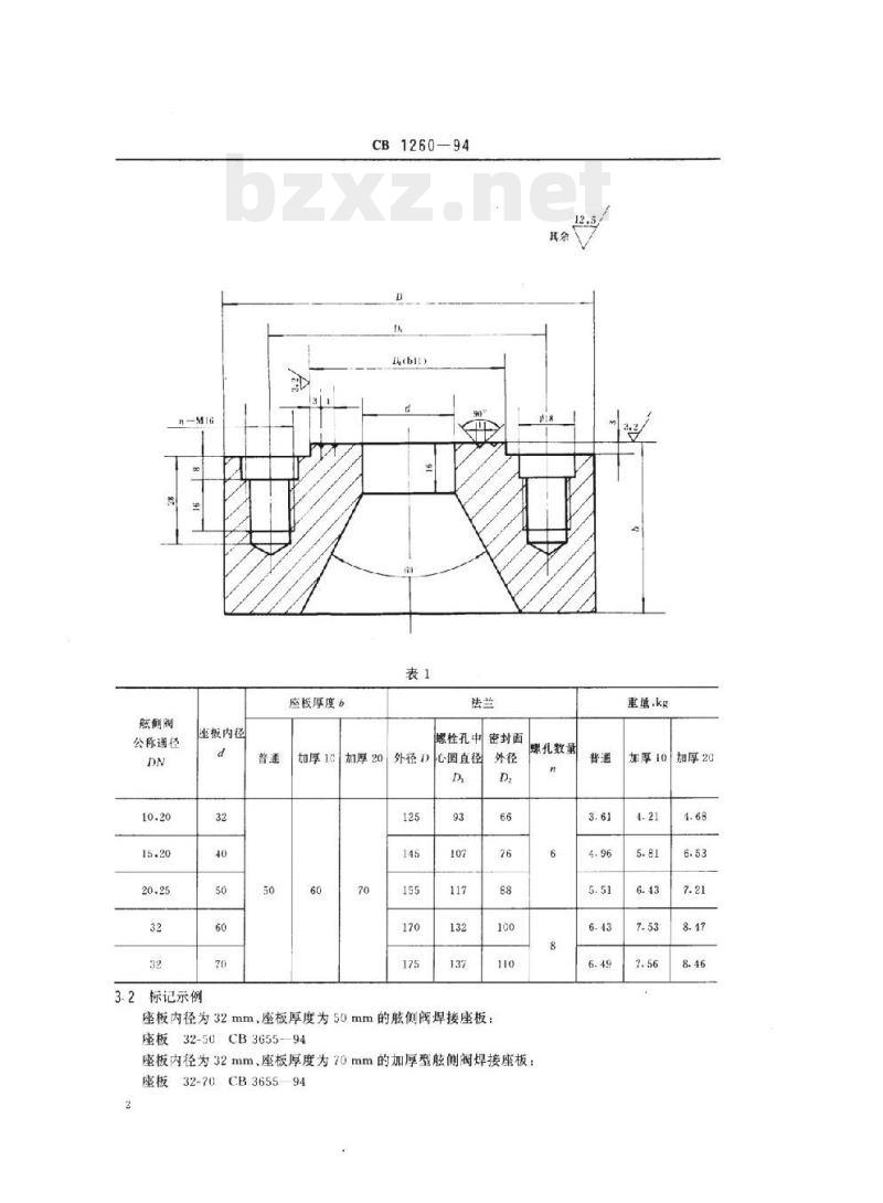 CB 1260-94 潜艇舷侧阀焊接座板